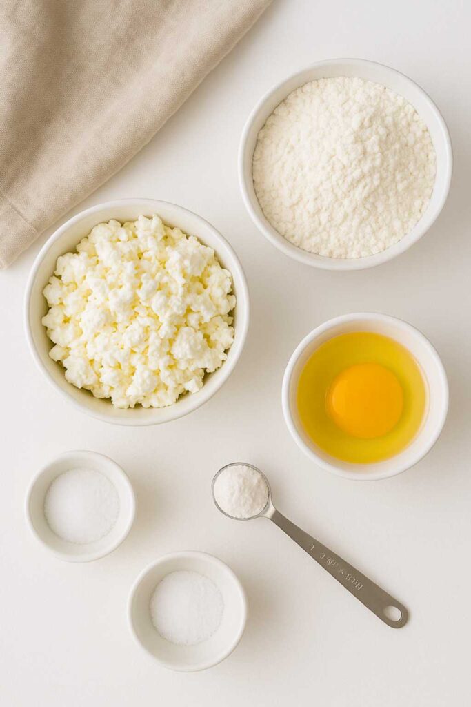 Ingredients for cottage cheese bagels recipe