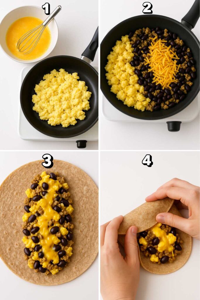 How to make a high protein breakfast burrito step by step