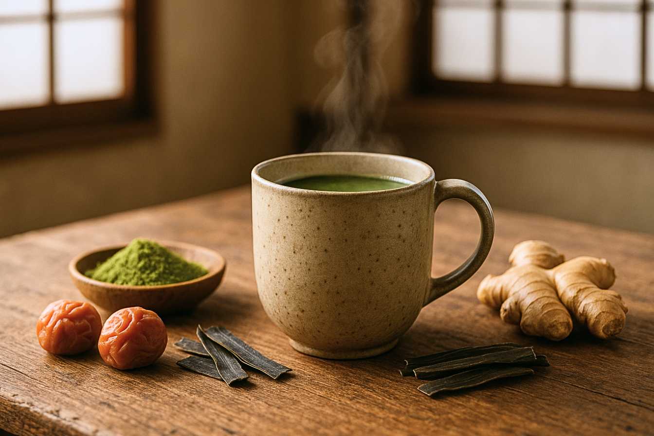 Japanese Mounjaro recipe with matcha, umeboshi, kombu, and ginger