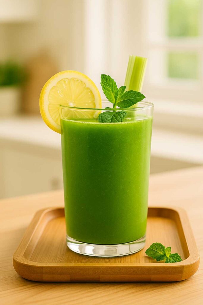 Served ozempic detox juice recipe in glass with lemon and mint
