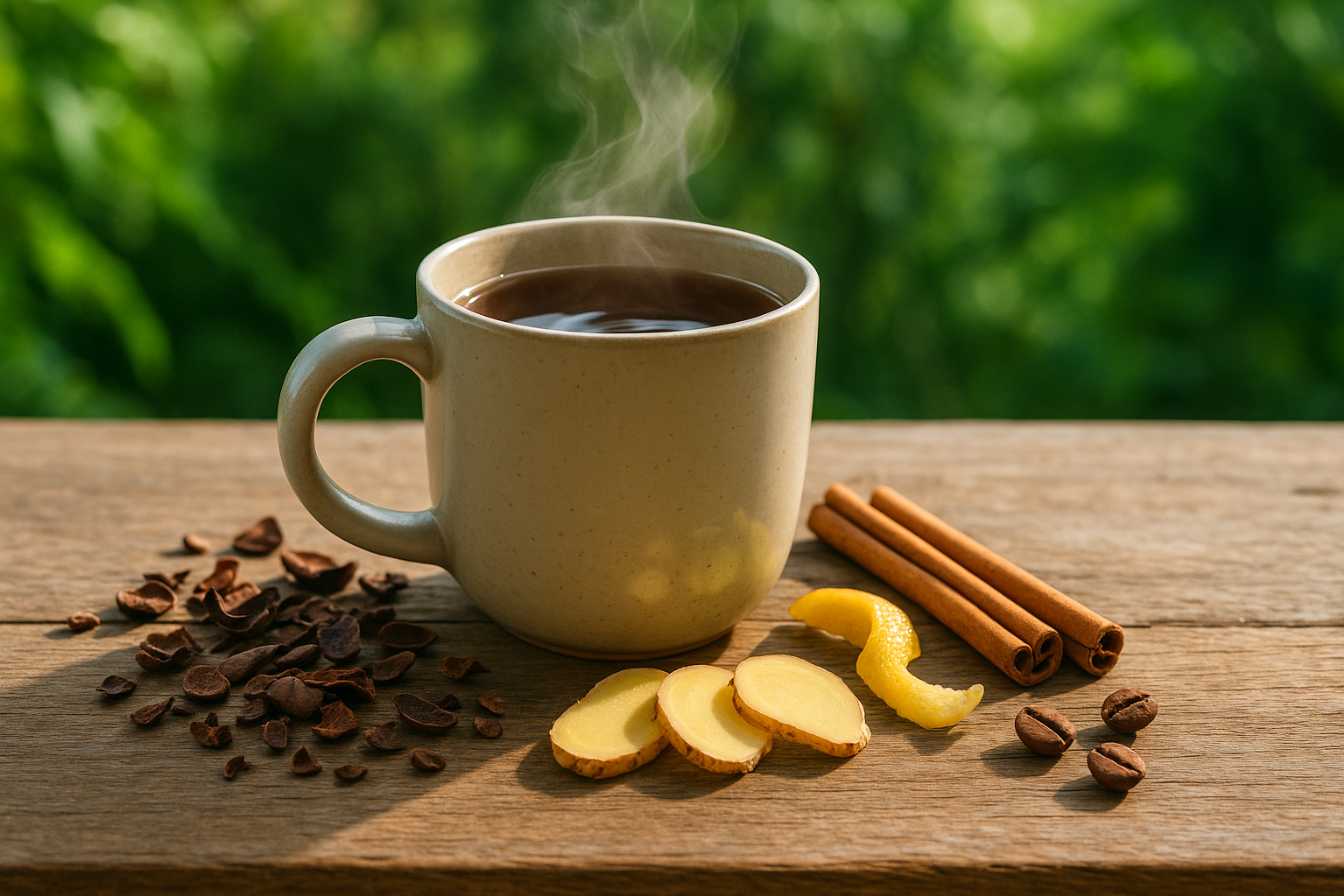 Cup of steaming Costa Rican tea recipe with spices and herbs