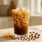 Iced brown sugar oatmilk shaken espresso recipe in a glass.