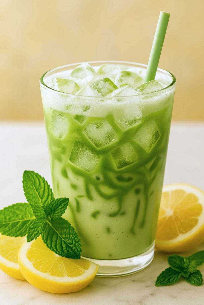 serving iced matcha latte