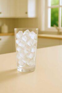 Glass filled with ice cubes — ice water hack recipe