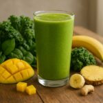 Detox island green smoothie with fresh ingredients